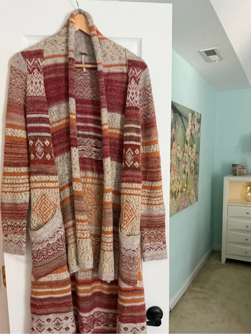 Billabong wool Multicolor Patterned Open-Front Women's Sweater Cardigan